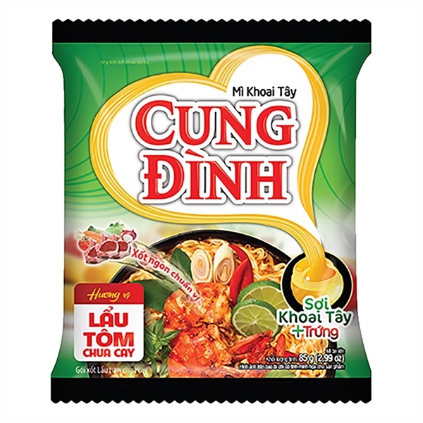 Mì Cung Đình vị lẩu tôm cay｜cung dinh 辛酸っぱ口エビ鍋の味インスタントラーメン｜80g - thùng